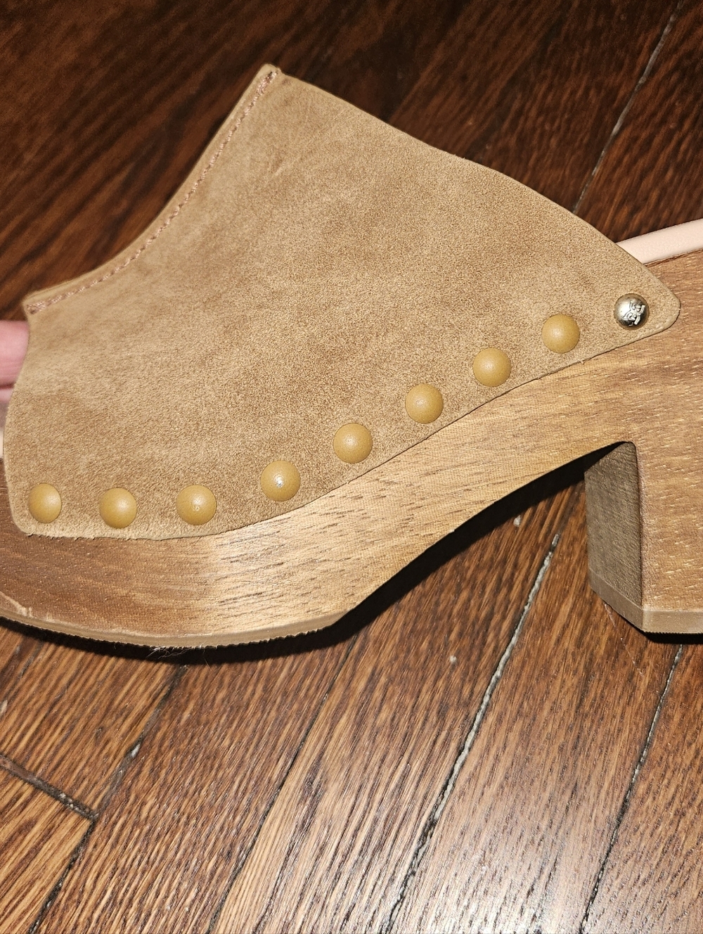 Sam Edelman Josselyn Tan Suede Platform Clogs – 70s Boho Mule | Size 7.5 / 37.5 - Picture 4 of 7